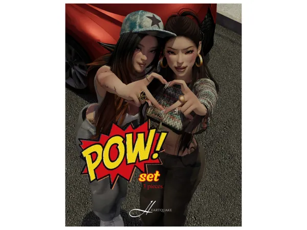Alpha heartquake u2661 POW set - The Sims 4 Custom Content