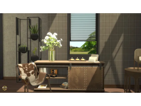 Alpha IRON HORSE LIVING ROOM WALLPAPER by Philo - The Sims 4 Custom Content