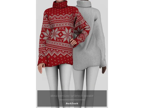 Alpha Alexa Oversized Turtleneck Sweater by BackTrack - The Sims 4 Custom Content