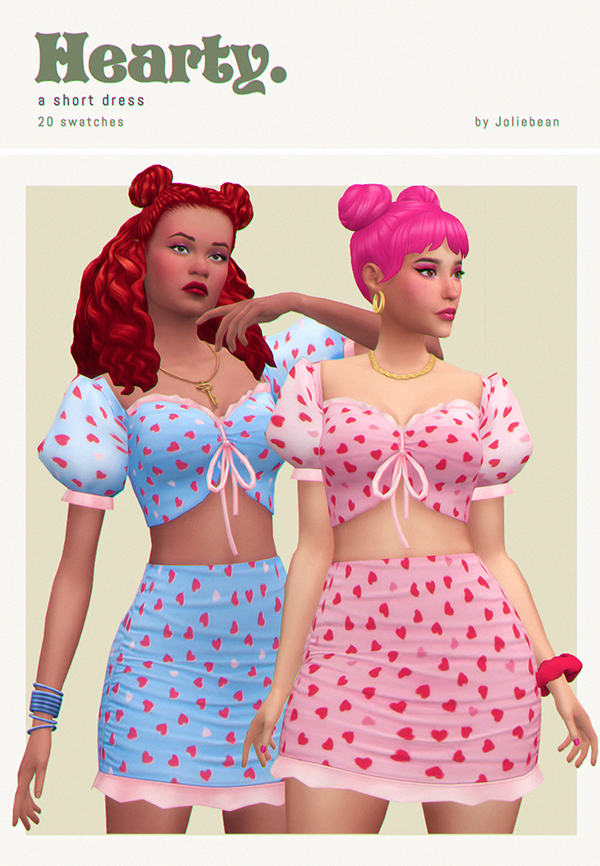 Maxis Match Hearty a short dress by simsfinds - The Sims 4 Custom Content