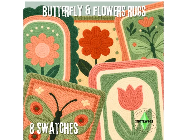 Alpha Butterfly Flowers Rugs by Snotra902 - The Sims 4 Custom Content