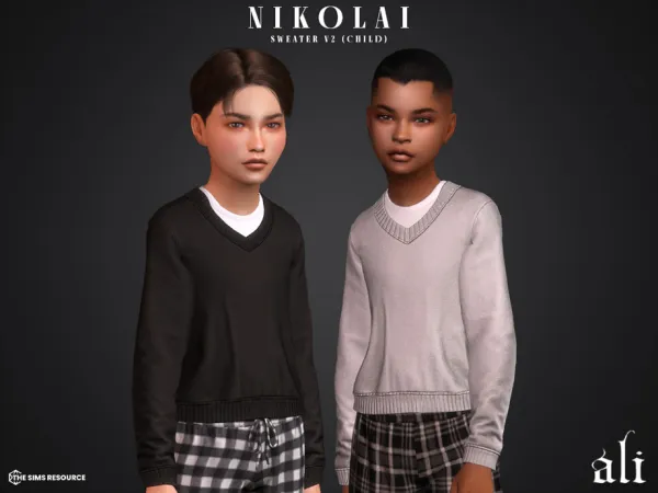 Mix NIKOLAI sweater v2 (child) by ali1 - The Sims 4 Custom Content