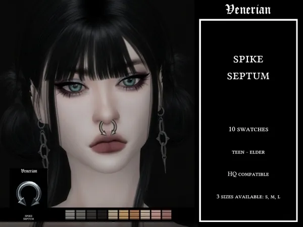 Mix Spike septum (Three sizes S M L) by Venerian - The Sims 4 Custom Content