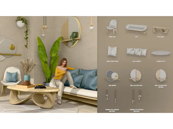 Maxis Match MERIDIAN LIVING ROOM by Mincsims - The Sims 4 Custom Content