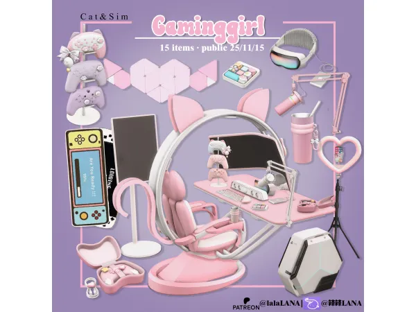 Mix [LANA] Gaminggirl Set - The Sims 4 Custom Content
