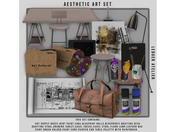 Alpha Aesthetic Art Set (Atelier Tiers) - The Sims 4 Custom Content