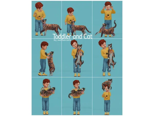 Mix Pose Pack Toddler and Cat by motherlode199 - The Sims 4 Custom Content