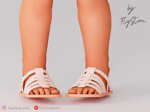 Maxis Match Toddler Leather Strappy Sandals by FlyStone - The Sims 4 Custom Content