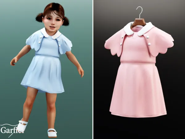Mix Toddler Cute dress with scallop sleeves by Garfiel - The Sims 4 Custom Content