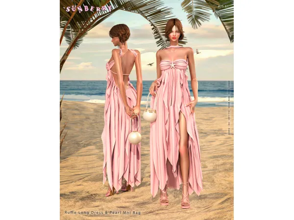 Alpha [SUNBERRY] 2561_Ruffle Long Dress - The Sims 4 Custom Content