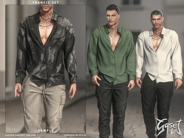 Alpha GASET Francis Shirt (Sample) - The Sims 4 Custom Content