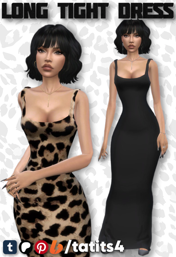 Maxis Match Long tight dress by tatits4 - The Sims 4 Custom Content