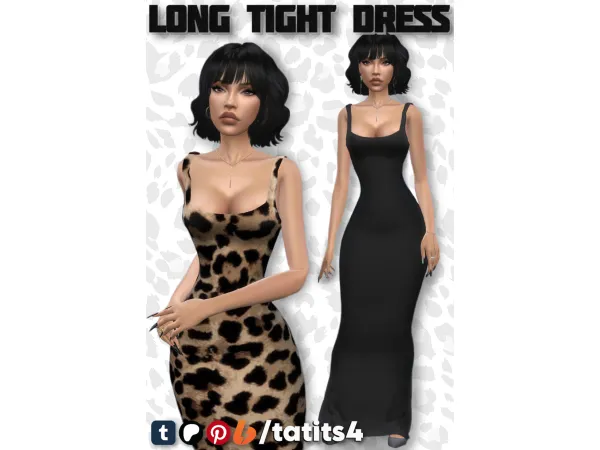 Maxis Match Long tight dress by tatits4 - The Sims 4 Custom Content