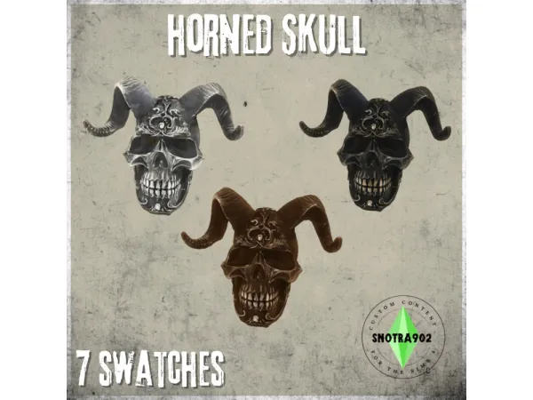 Alpha Horned Skull by Snotra902 - The Sims 4 Custom Content