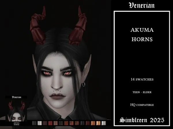 Mix Akuma Horns (Halloween 2025) by Venerian - The Sims 4 Custom Content