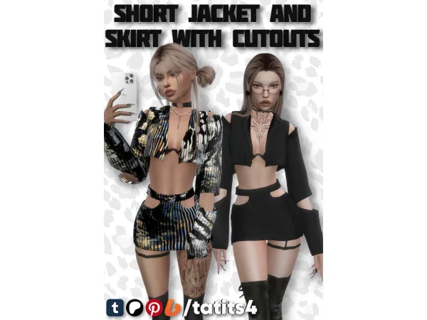 Short jacket and skirt with cutouts by tatits4