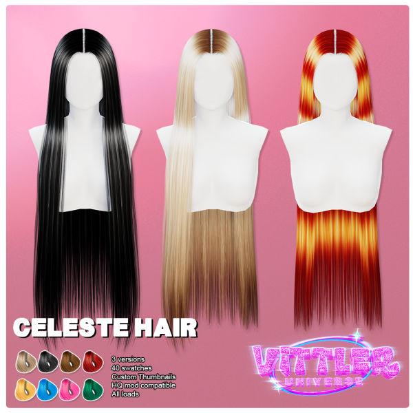 Alpha Celeste Female Hair by simsfinds - The Sims 4 Custom Content