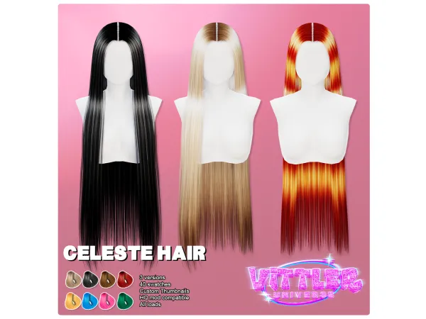 Alpha Celeste Female Hair by VittlerUniverse - The Sims 4 Custom Content