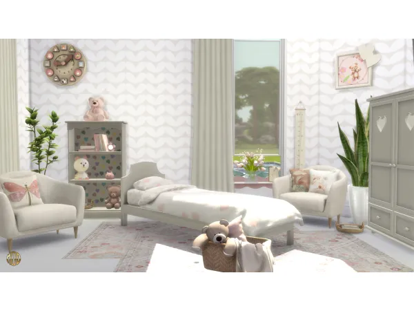 Maxis Match SWEETHEART BEDROOM WALLPAPER by Philo - The Sims 4 Custom Content
