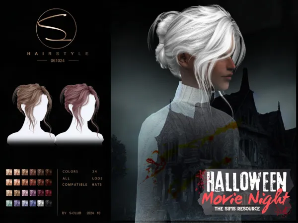 Alpha Updo hairstyle 061024 Club by S - The Sims 4 Custom Content