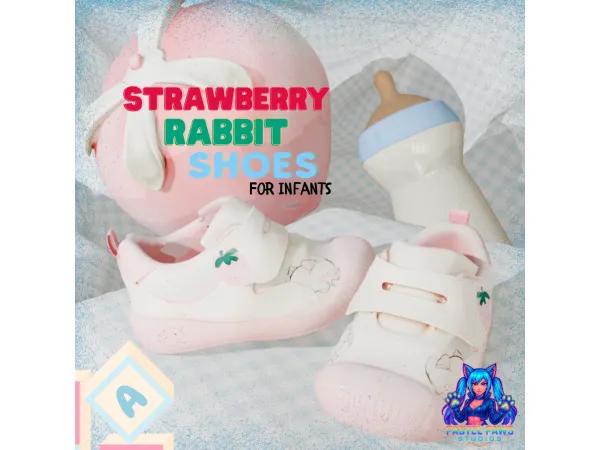 Mix Strawberry Rabbit Shoes by pastelpaws - The Sims 4 Custom Content