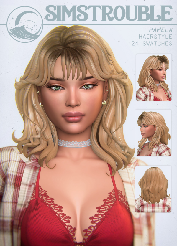 Maxis Match Pamela Hairstyle (2 Versions) by simsfinds - The Sims 4 Custom Content