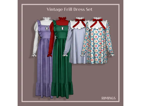 Alpha [RIMINGS] Vintage Frill Dress Set - The Sims 4 Custom Content