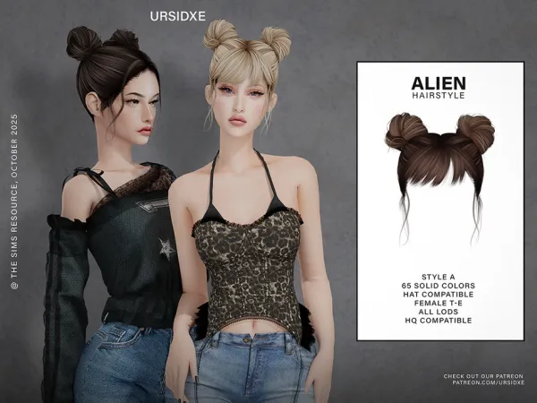 Alpha Alien (Hairstyle) Style A by Ursidxe - The Sims 4 Custom Content