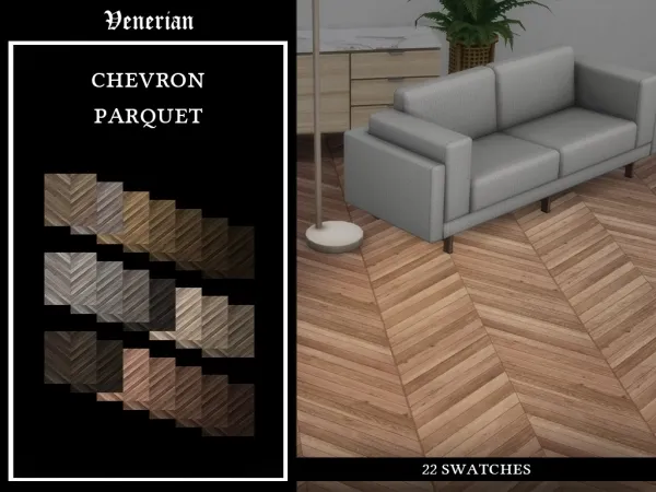 Alpha Chevron Parquet Floor by Venerian - The Sims 4 Custom Content