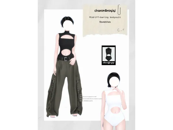 Maxis Match [charonroqiqi]midriff baring bodysuit_top - The Sims 4 Custom Content