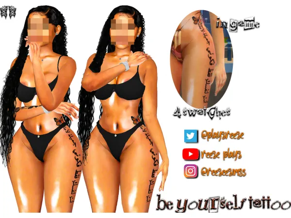 Mix BeYourself Butterfly Tattoo by reeseplays - The Sims 4 Custom Content