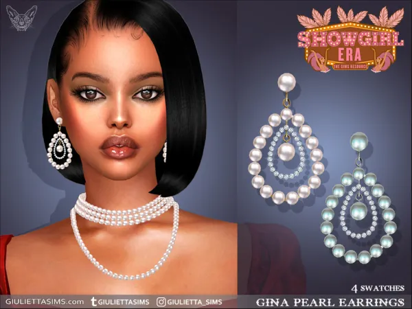 Alpha Showgirl Era Gina Pearl Drop Earrings - The Sims 4 Custom Content