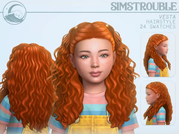 Maxis Match Vesta Hairstyle Child 3 Versions by simstrouble - The Sims 4 Custom Content