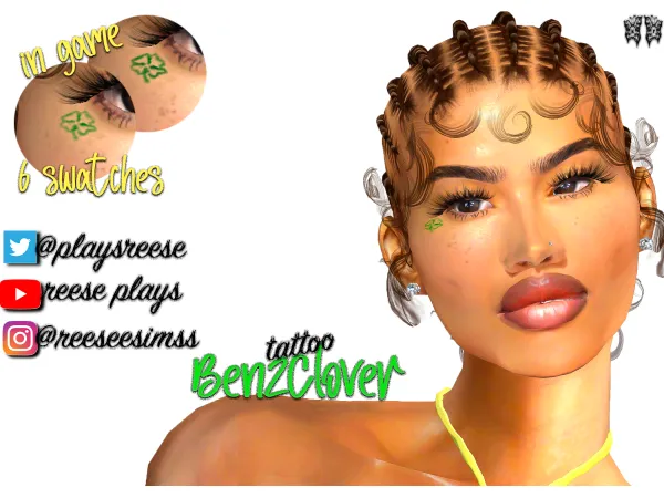 Mix BenzClover Tattoo by reeseplays - The Sims 4 Custom Content