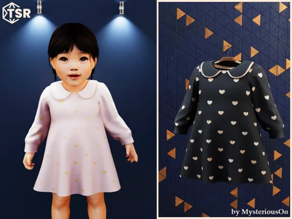 Mix Dress with golden hearts Infant by MysteriousOo - The Sims 4 Custom Content