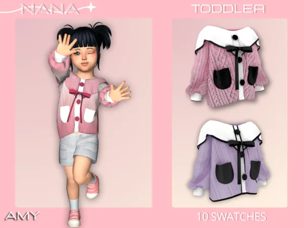 Maxis Match NANA7 (Amy) Cardigan for toddlers - The Sims 4 Custom Content