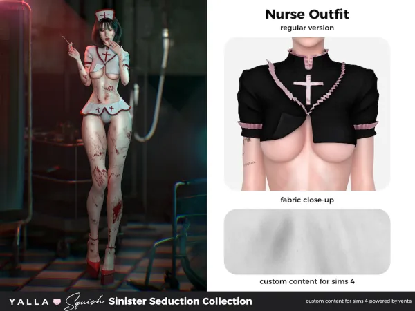 Alpha YALLA Sinister Seduction Nurse Outfit (Gift) - The Sims 4 Custom Content