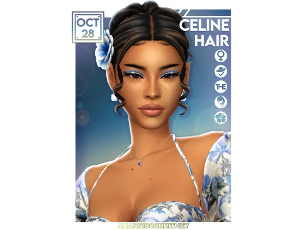 Maxis Match Celine Hair by aharris00britney - The Sims 4 Custom Content