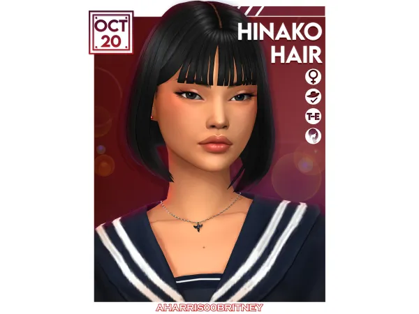 Maxis Match Hinako Hair by aharris00britney - The Sims 4 Custom Content