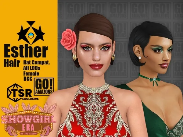 Maxis Match Esther Hair (Showgirl Era) - The Sims 4 Custom Content