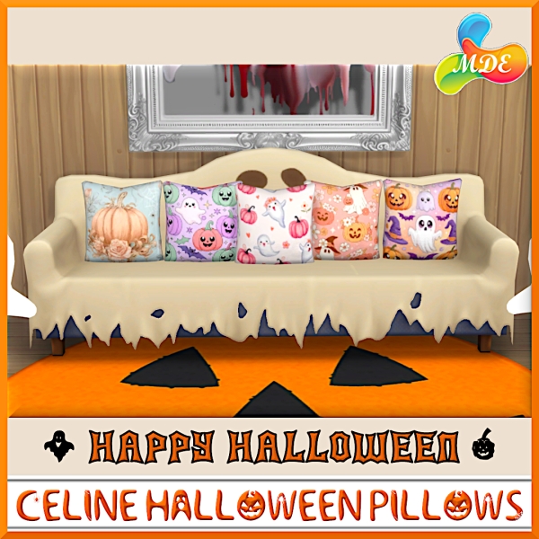 Maxis Match Celine Halloween Pillows by mde - The Sims 4 Custom Content