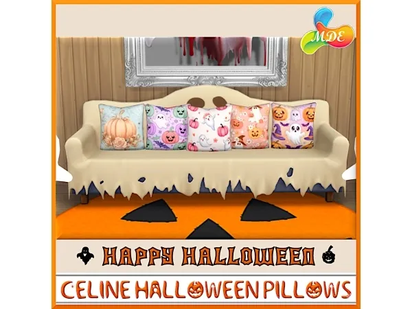 Maxis Match Celine Halloween Pillows - The Sims 4 Custom Content