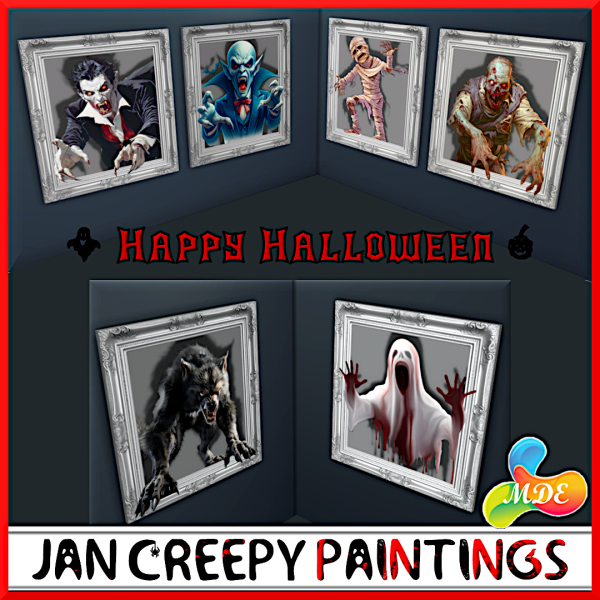Mix Jan Creepy Paintings by mde - The Sims 4 Custom Content