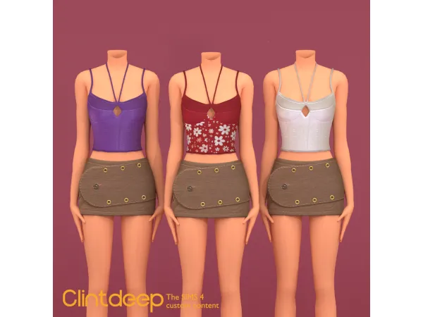 Alpha Nicole Corset Top With Mini Skirt by ClintdeepTS4 - The Sims 4 Custom Content