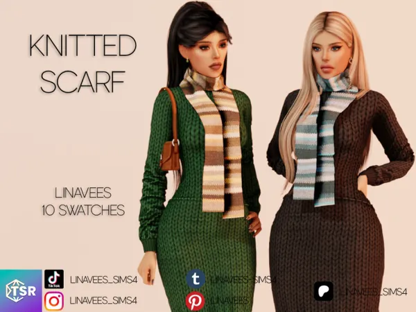 Alpha ALISON KNITTED SCARF by linavees - The Sims 4 Custom Content
