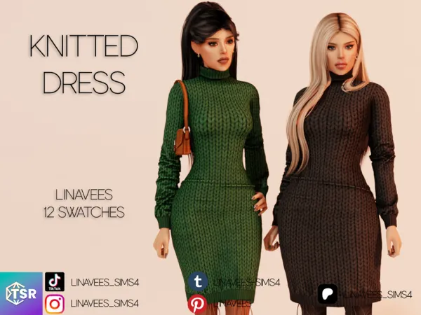 Alpha ALISON KNITTED DRESS by linavees - The Sims 4 Custom Content