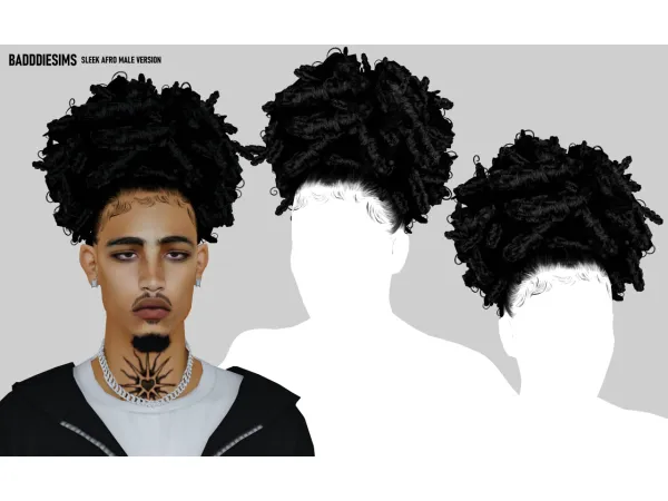 Alpha SLEEK AFRO MALE VERSION by BadddieSims - The Sims 4 Custom Content