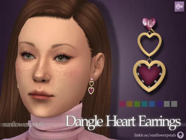 Mix Dangle Heart Earrings - The Sims 4 Custom Content