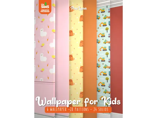 Mix WALLPAPER FOR KIDS by powluna - The Sims 4 Custom Content