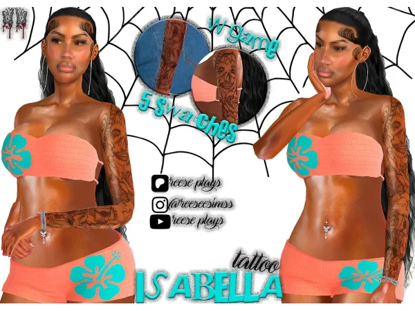 Mix Isabella Sleeve Tattoo by reeseplays - The Sims 4 Custom Content